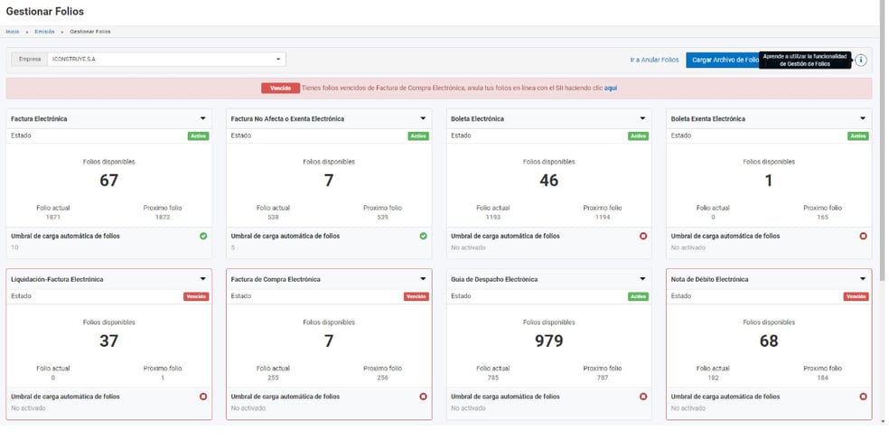 Dashboard Folios